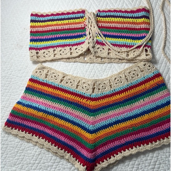 no tag Other - Halter top with matching shorts crocheted